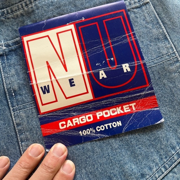 New 90s 80s Vintage BAGGY Cargo 38x30 Nu Wear Hip Hop Skateboard Lightwash Jeans - Picture 10 of 12